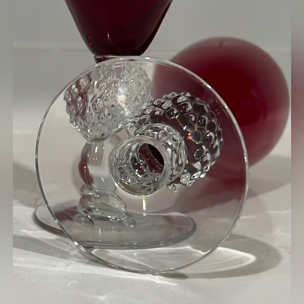 Vintage Morgantown Art Deco Ruby Cut To Clear Goblets 9 oz Set Of 2 - Picture 7 of 9